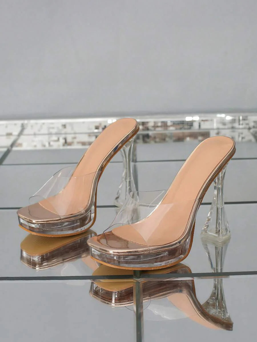Sandalias tacón transparente Yuna