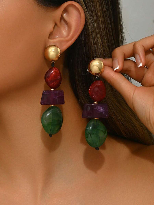 Pendientes Multicolor de Piedras Naturales Gina
